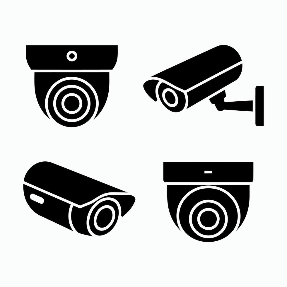 Collection of four security camera icons vector