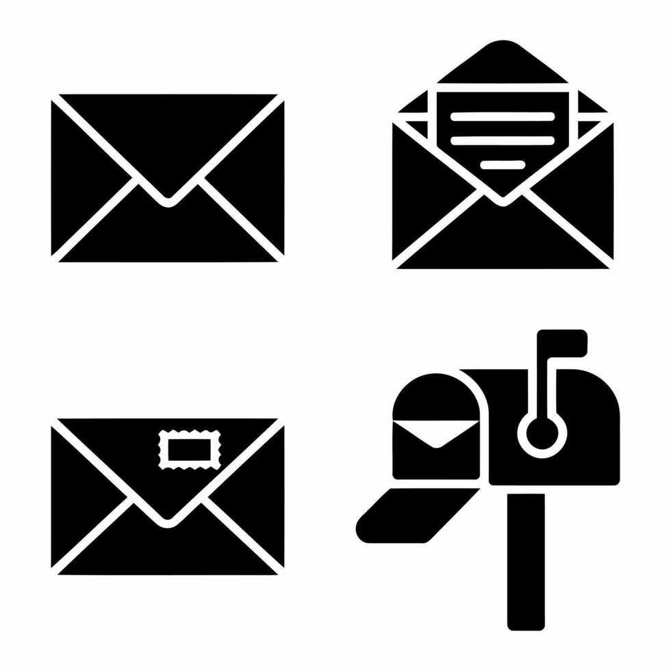 Mail icons envelopes letter and mailbox vector
