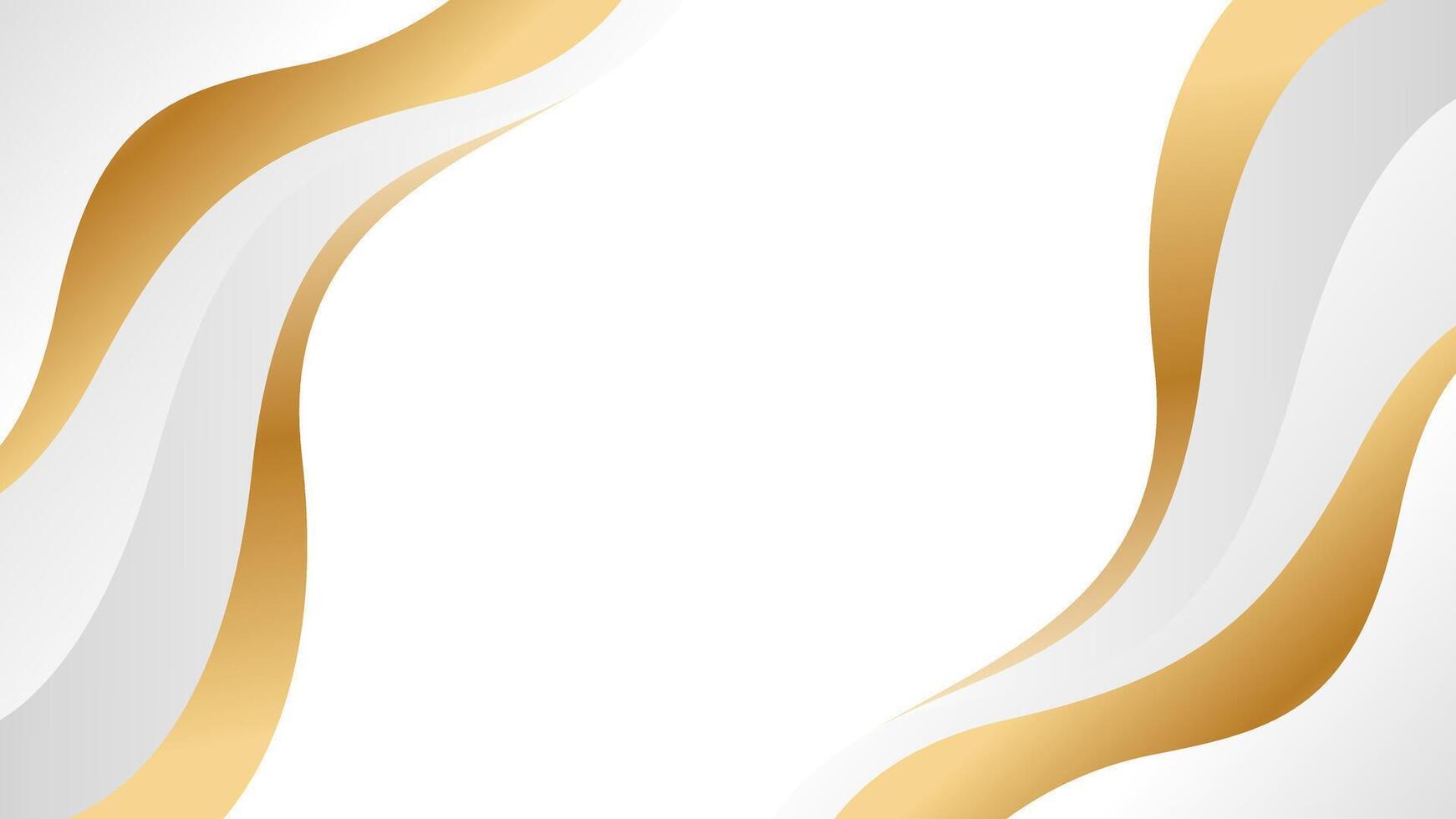 Elegant white and gray luxury wave background with gold accents. Abstract modern wallpaper vector