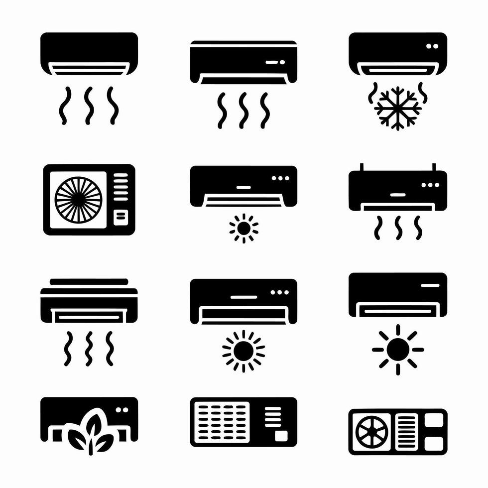collection of air conditioner icons for hvac systems vector
