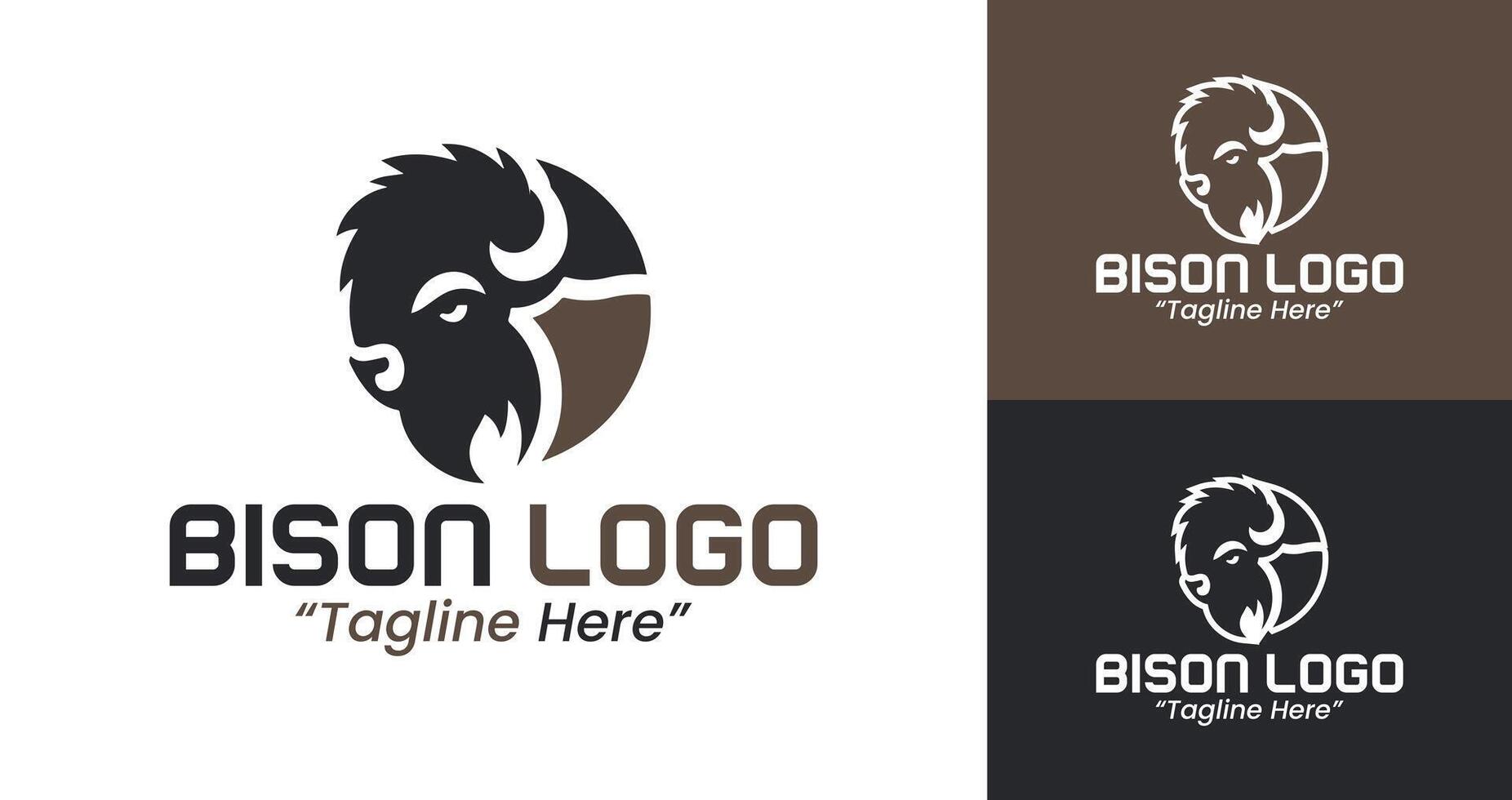 Modern Minimalist Bison Logo Design for Business and Brand Identity vector