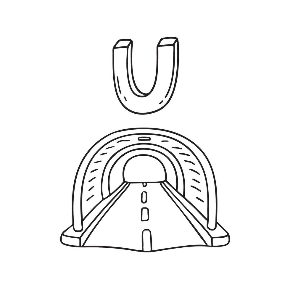 An Illustration of letter U above Underpass vector