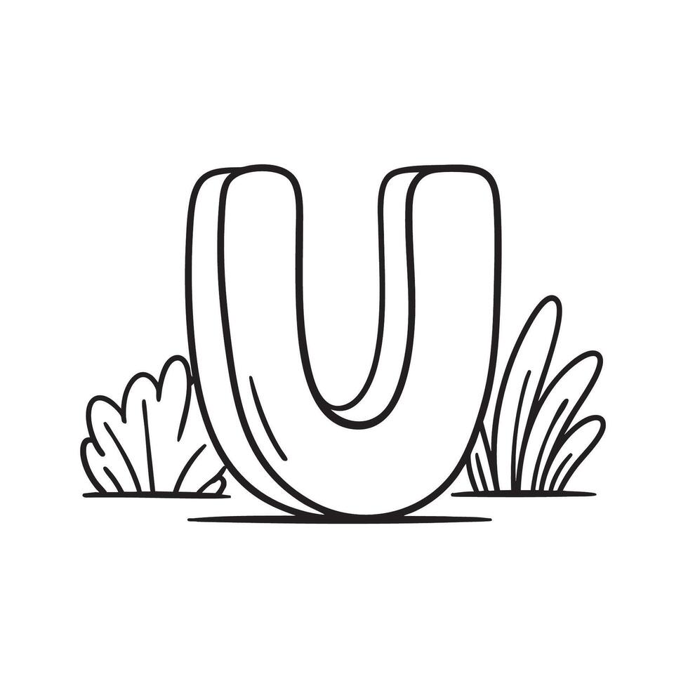 An Illustration of letter U next to Underbrush vector