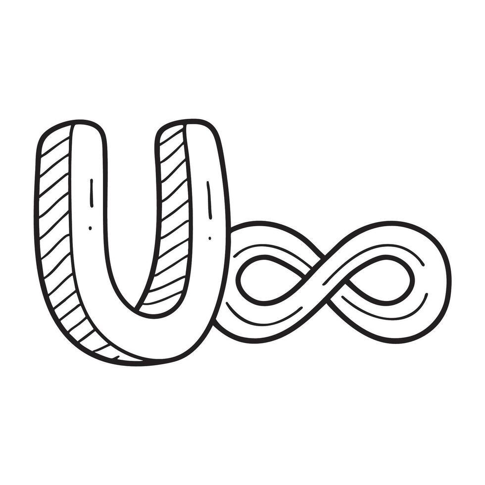 An Illustration of letter U next to Unlimited icon vector