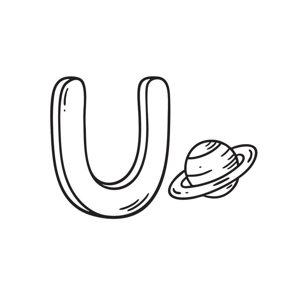 An Illustration of letter U next to Uranus vector