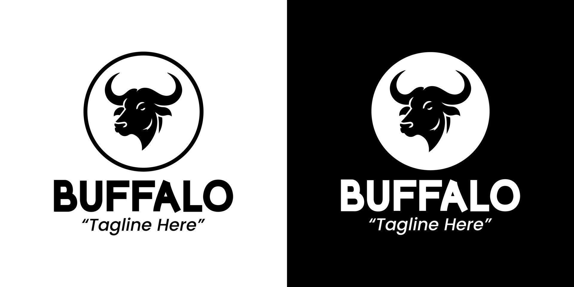 Elegant Buffalo Logo with Circular Shape and Clean Black and White Color Scheme for Branding vector