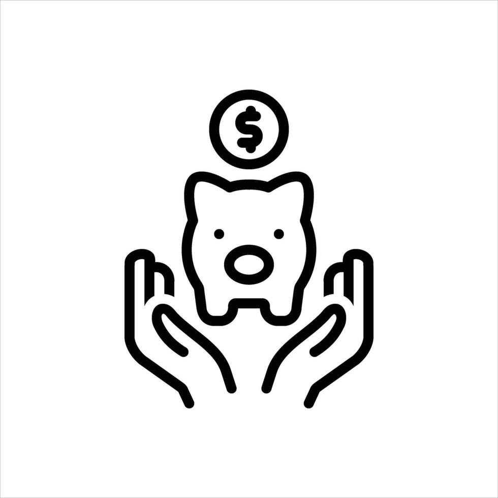 Black line icon saving vector