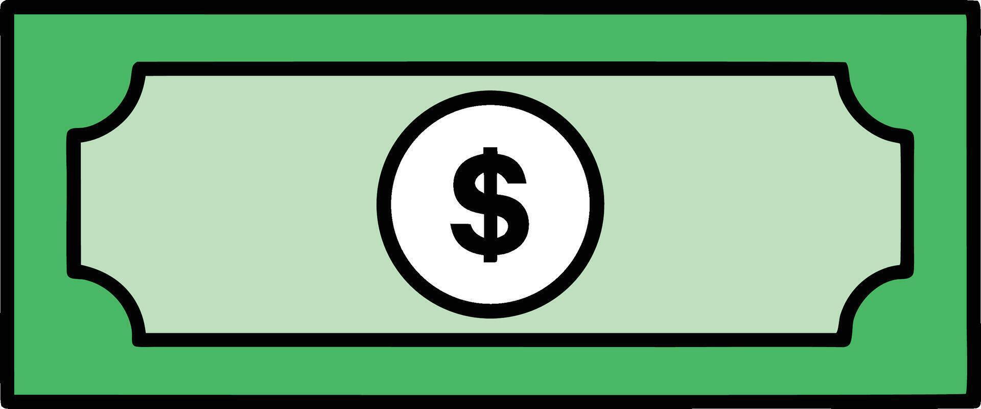 Isolated Currency Paper Money with Dollar Sign on White Background Isolated Flat vector