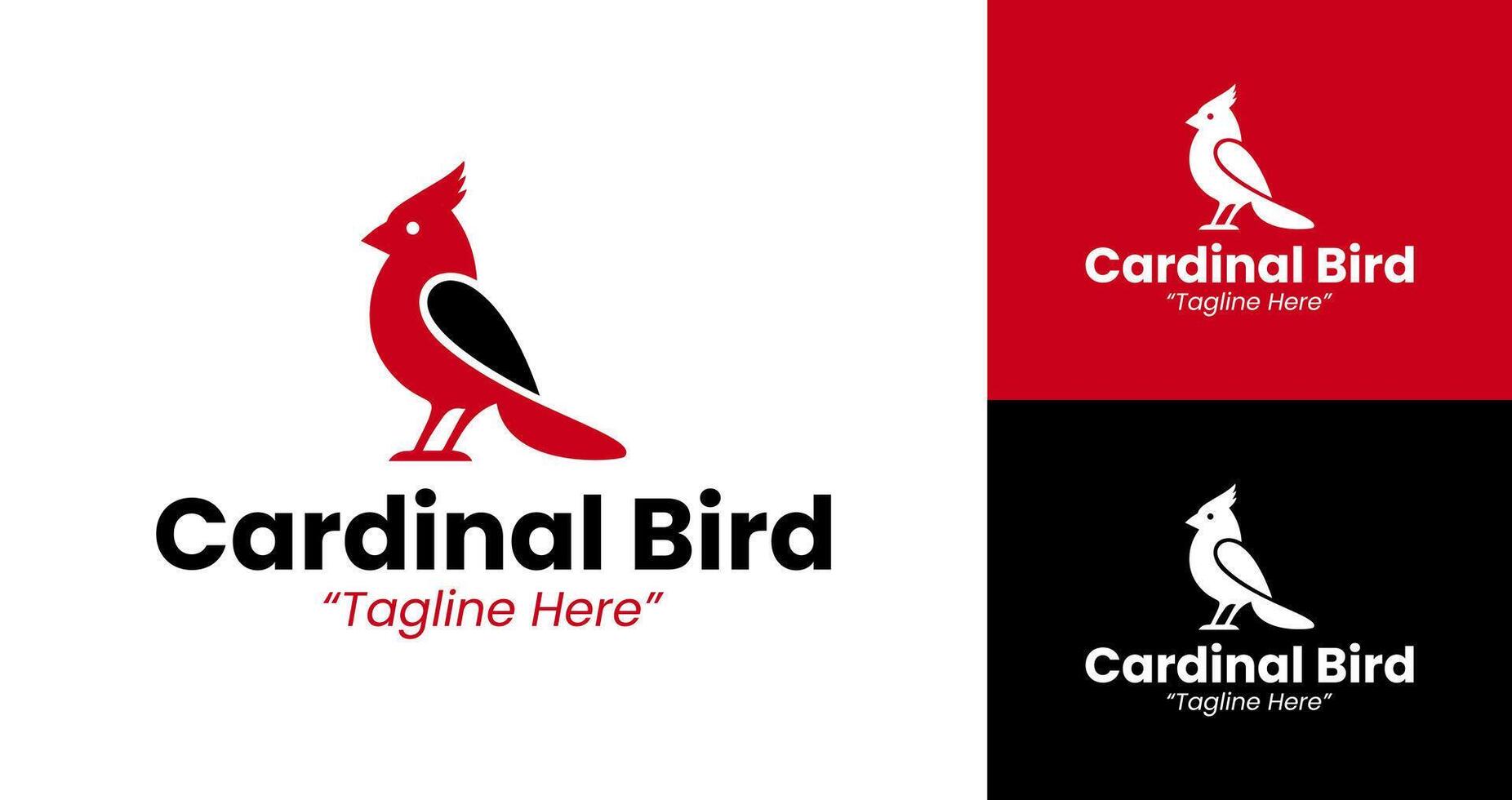 Modern Cardinal Bird Logo Design with Vibrant Red and Black Colors vector