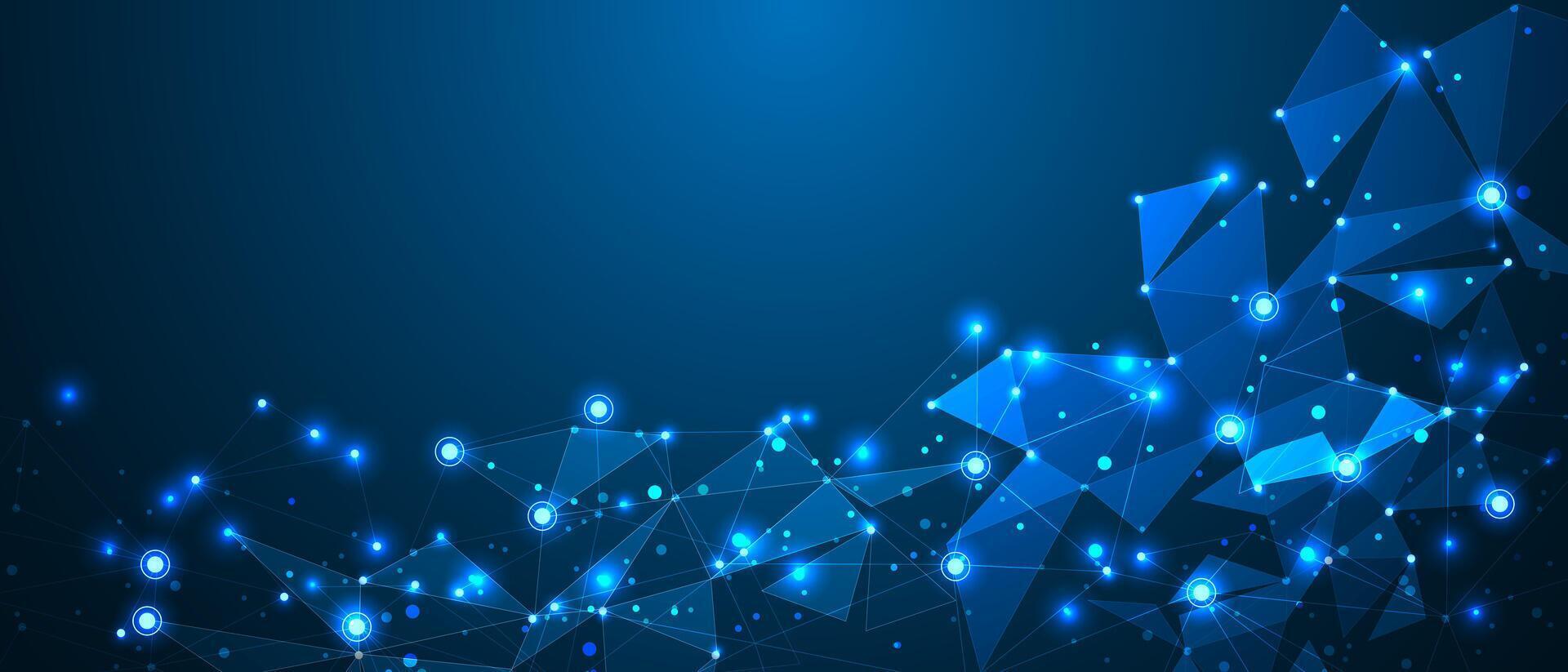 Abstract blue triangle mesh network connect fechnology futuristic background vector