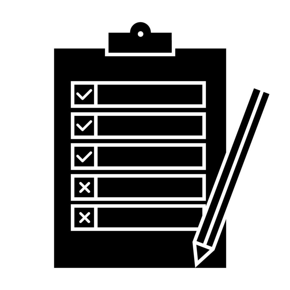 checklist clipboard with pencil icon illustration design in black and white vector