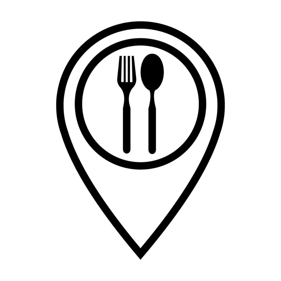 restaurant location pointer with cutlery icon illustration design vector