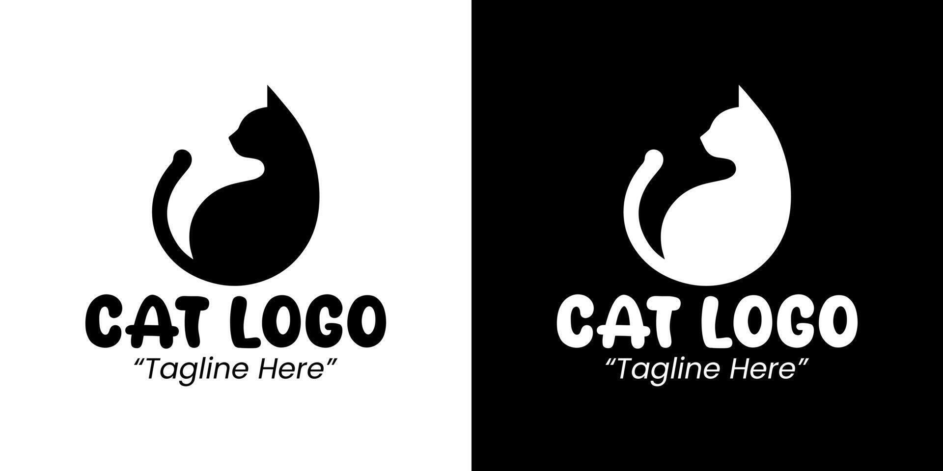 Creative and Minimalist Cat Logo with Strong Black and White Contrast vector