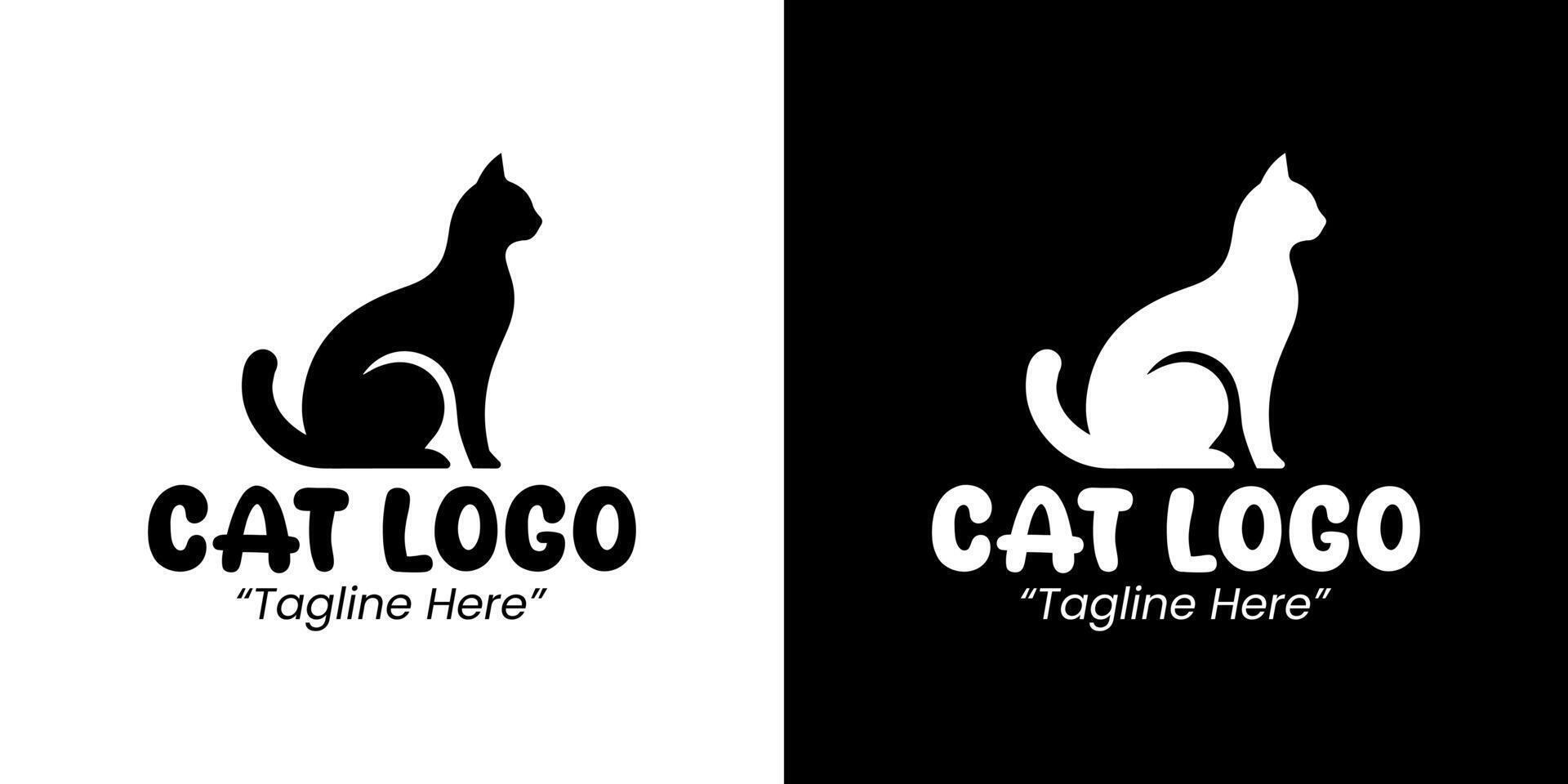 Elegant and Timeless Black and White Cat Logo for Modern Businesses vector