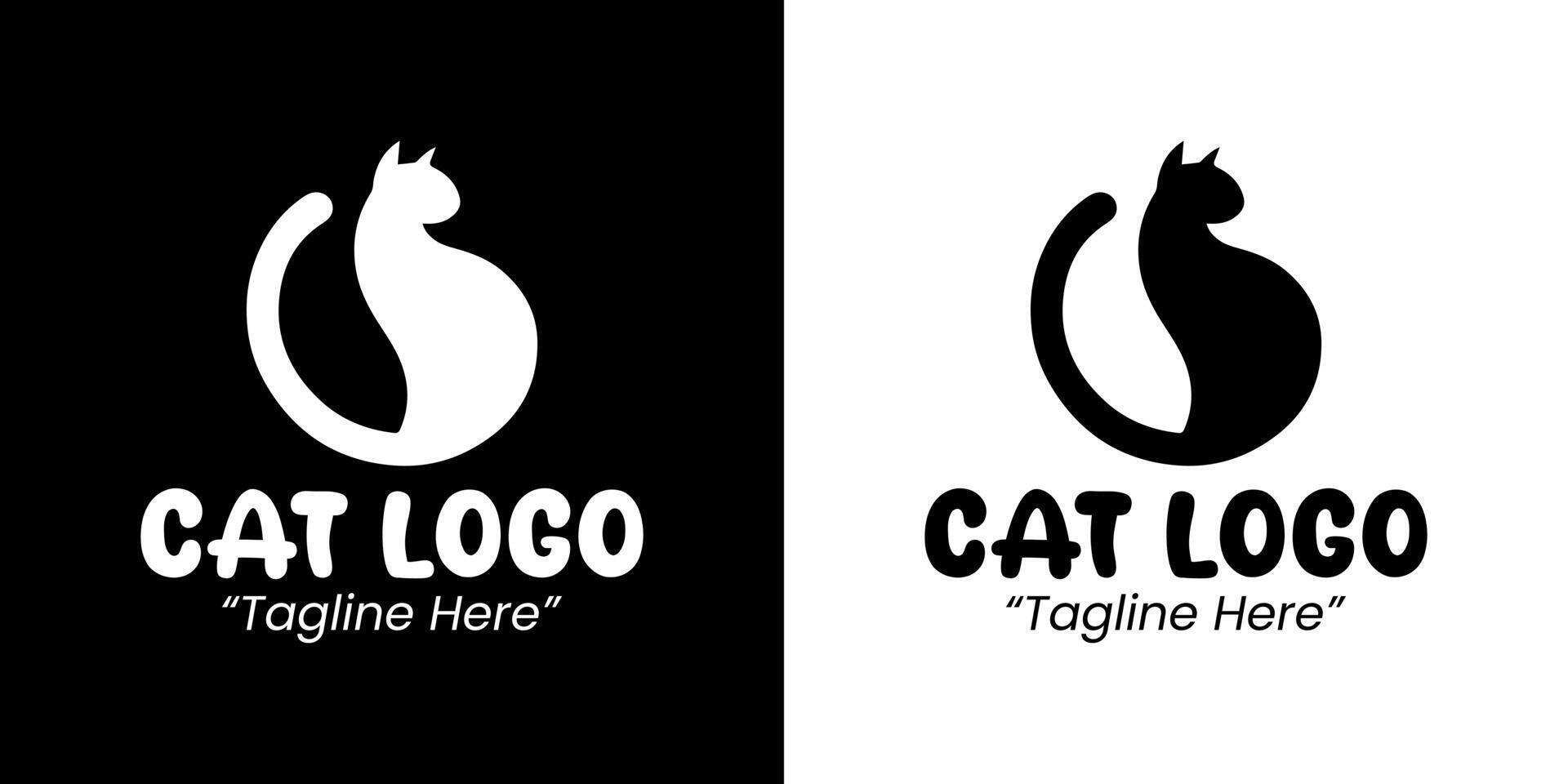 Unique and Professional Black and White Cat Logos for Business Branding vector