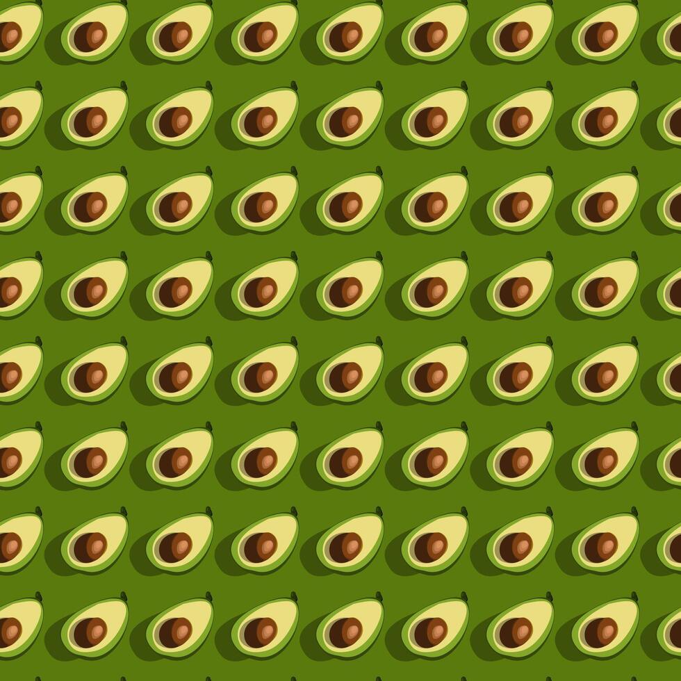 Seamless pattern with avocado. Healthy vegan food. abstract modern illustration. Fresh avocado with seeds and slices. Summer trendy modern background. vector