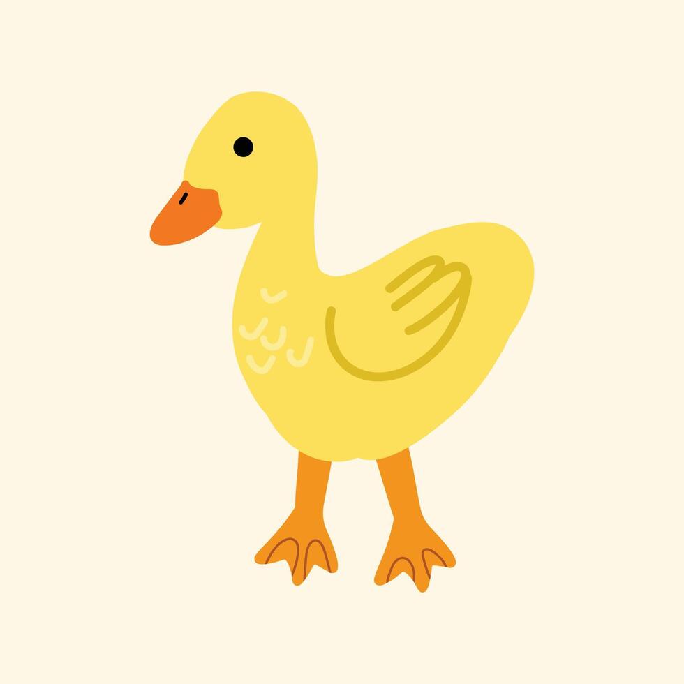 Ilustrasi lucu seekor bebek kuning vector