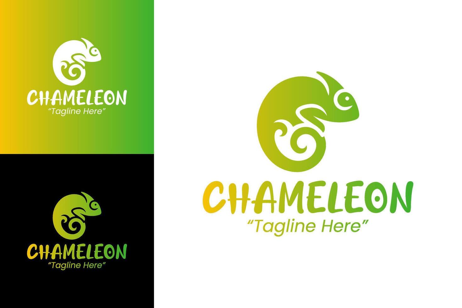Green and Yellow Chameleon Logo for Branding and Modern Businesses vector