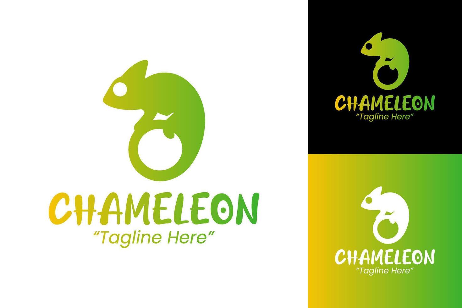 Minimalist Chameleon Logo with Green and Yellow Gradient Design vector