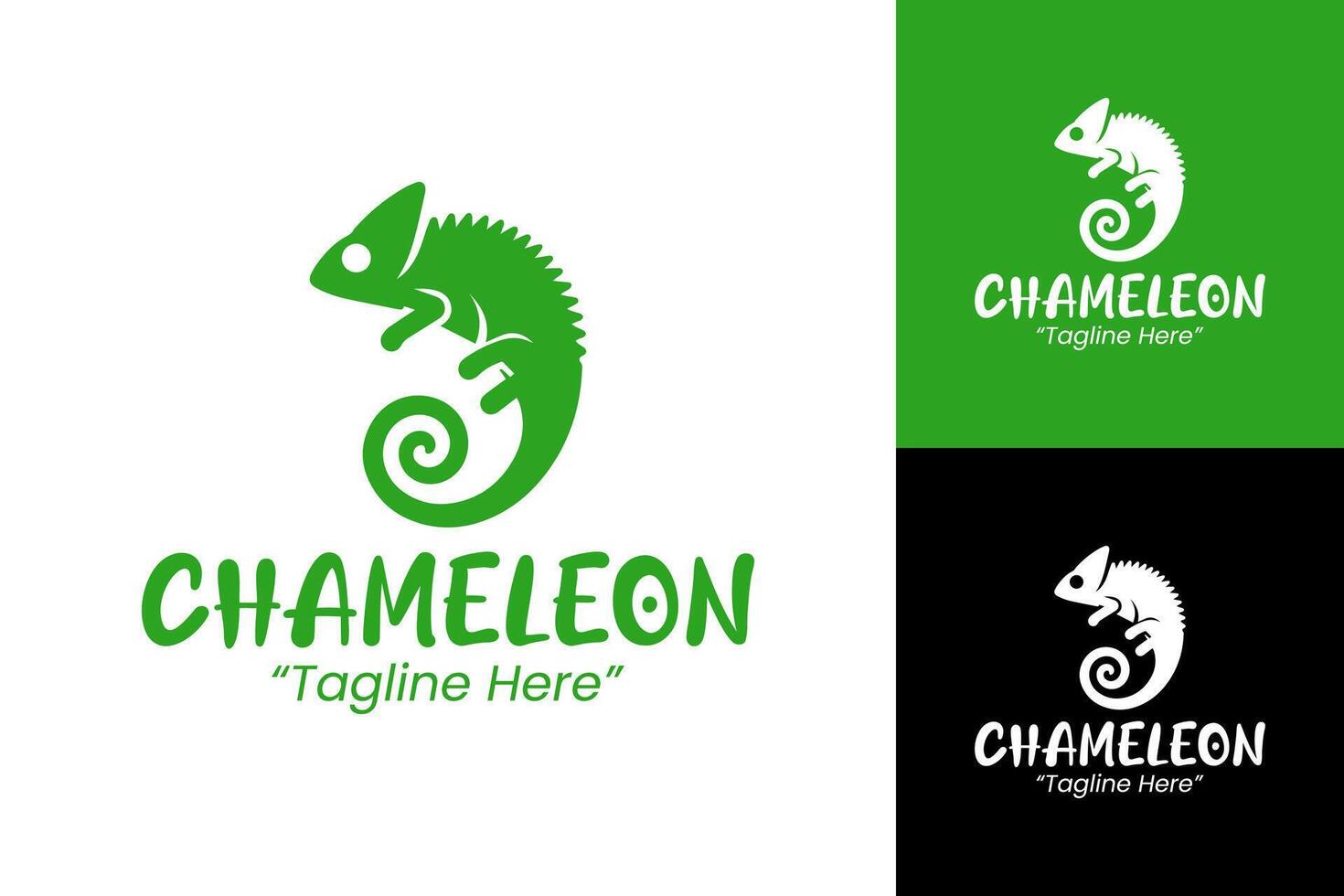Professional Chameleon Logo with Green Color Palette vector
