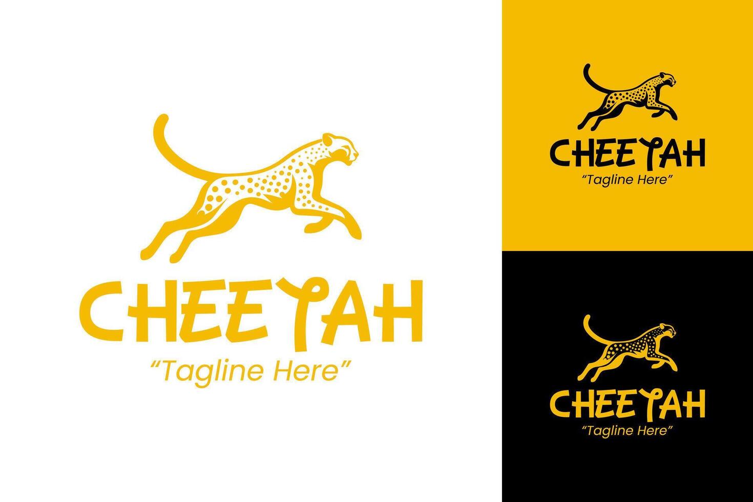 Yellow and Green Cheetah Logo for Speed and Power Branding Design vector