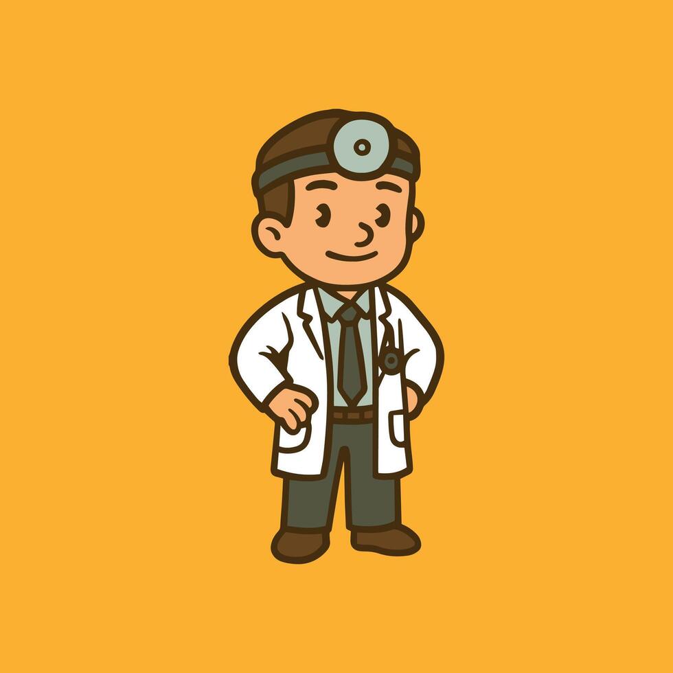 Hand drawn doctor character standing pose vector