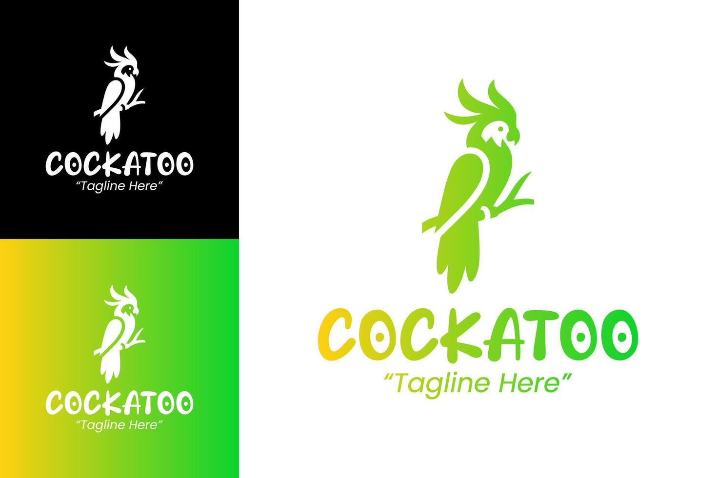 Nature-Inspired Cockatoo Bird Logo Design in Bright Green for Modern Branding vector