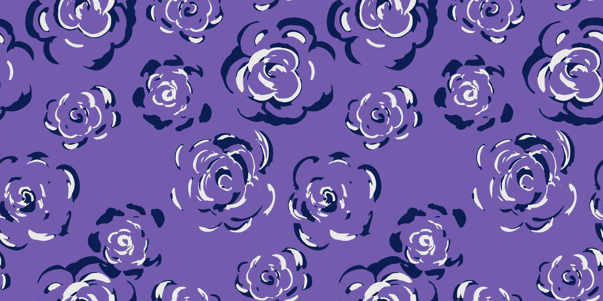 Seamless pattern with sketchy roses on violet, purple background. Artistic floral design for fabric, kids apparel, wrapping paper, romantic themed projects vector