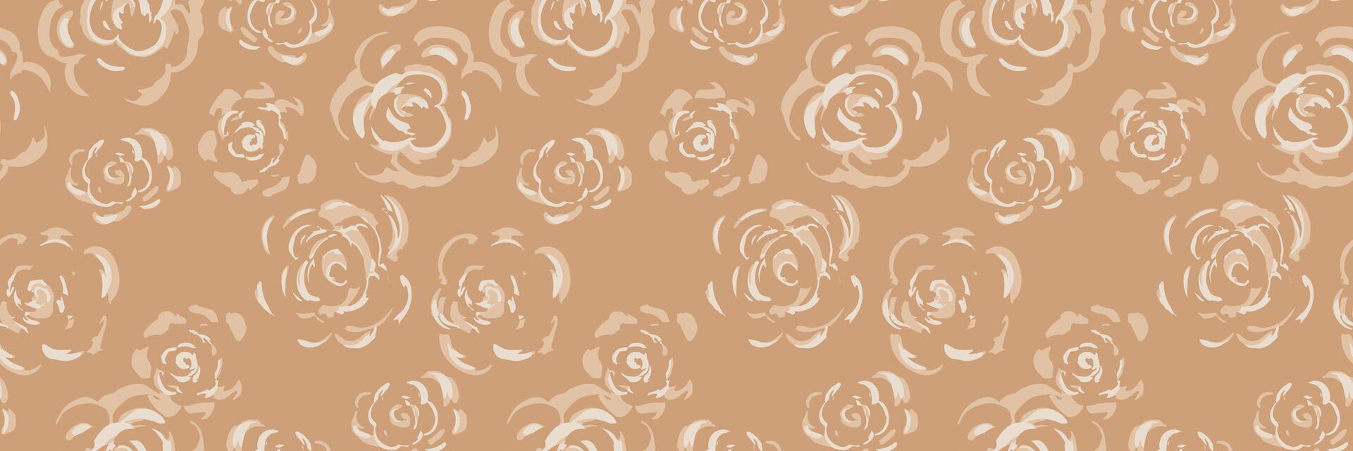 Seamless pattern with hand drawn abstract roses in beige and cream tones. Artistic floral design ideal for textiles, wallpapers, wedding decor, packaging, and branding vector