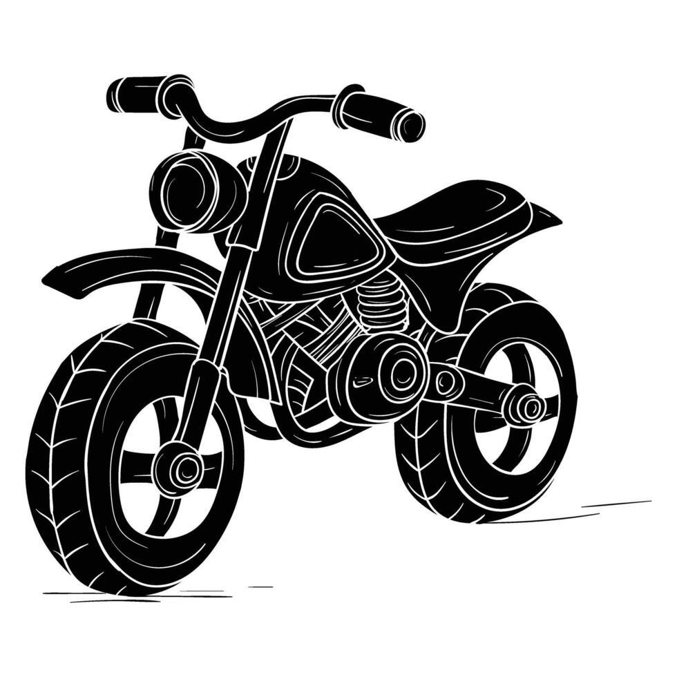 a black and white drawing of a motorcycle vector