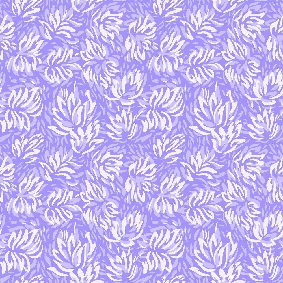 Seamless pattern with abstract purple floral shapes on a violet, lavender, lilac background. Decorative and modern design perfect for textiles, wallpapers, stationery, fashion prints vector