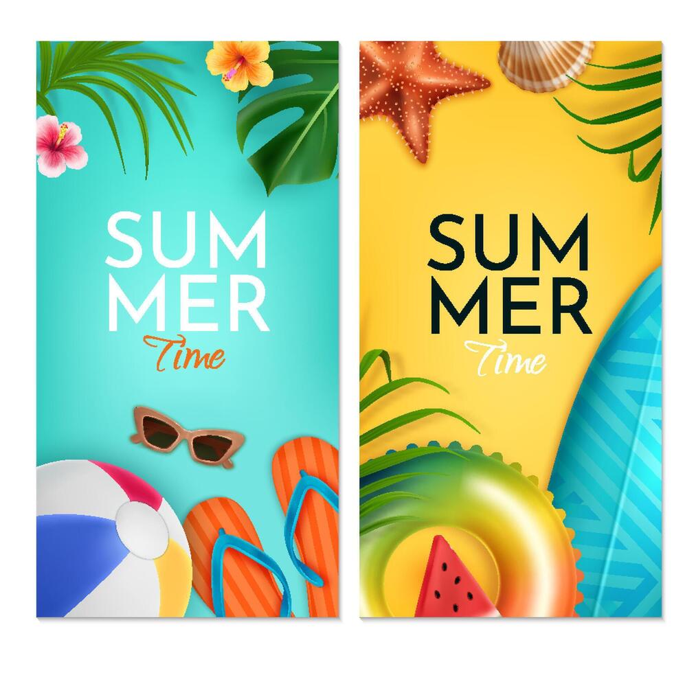 Special Summer Sale Realistic Vertical Banner Set vector