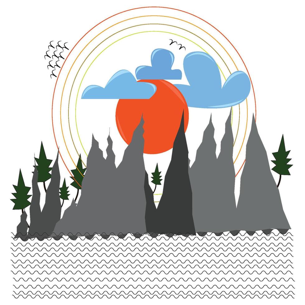 Beautiful mountain scenery. vector