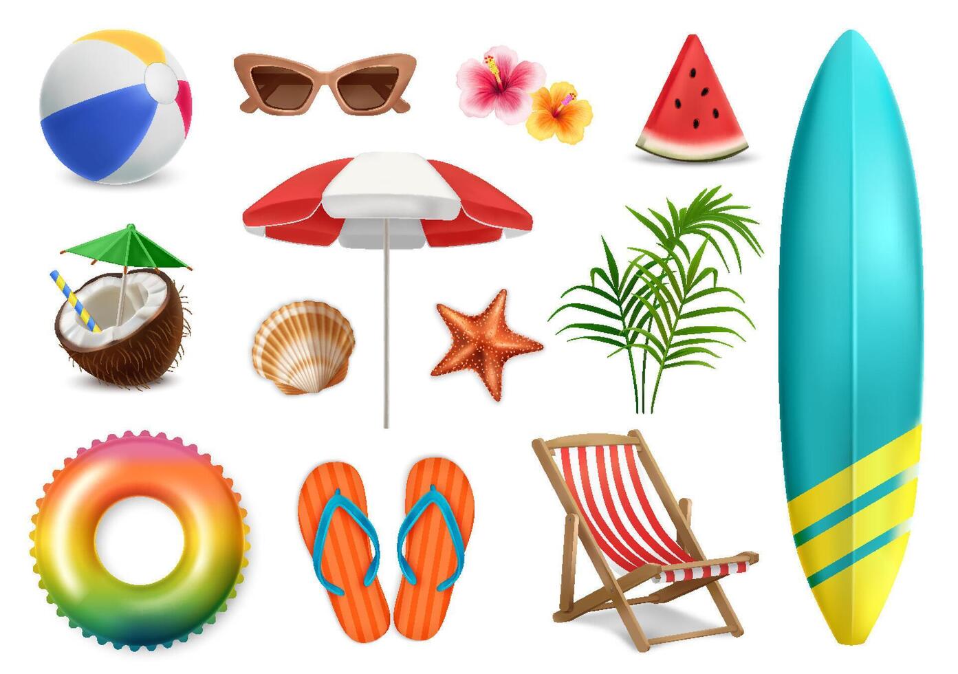 Realistic Original Beach Element Summer Collection vector
