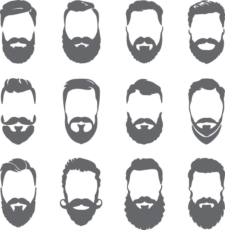 beards and beards icons set vector