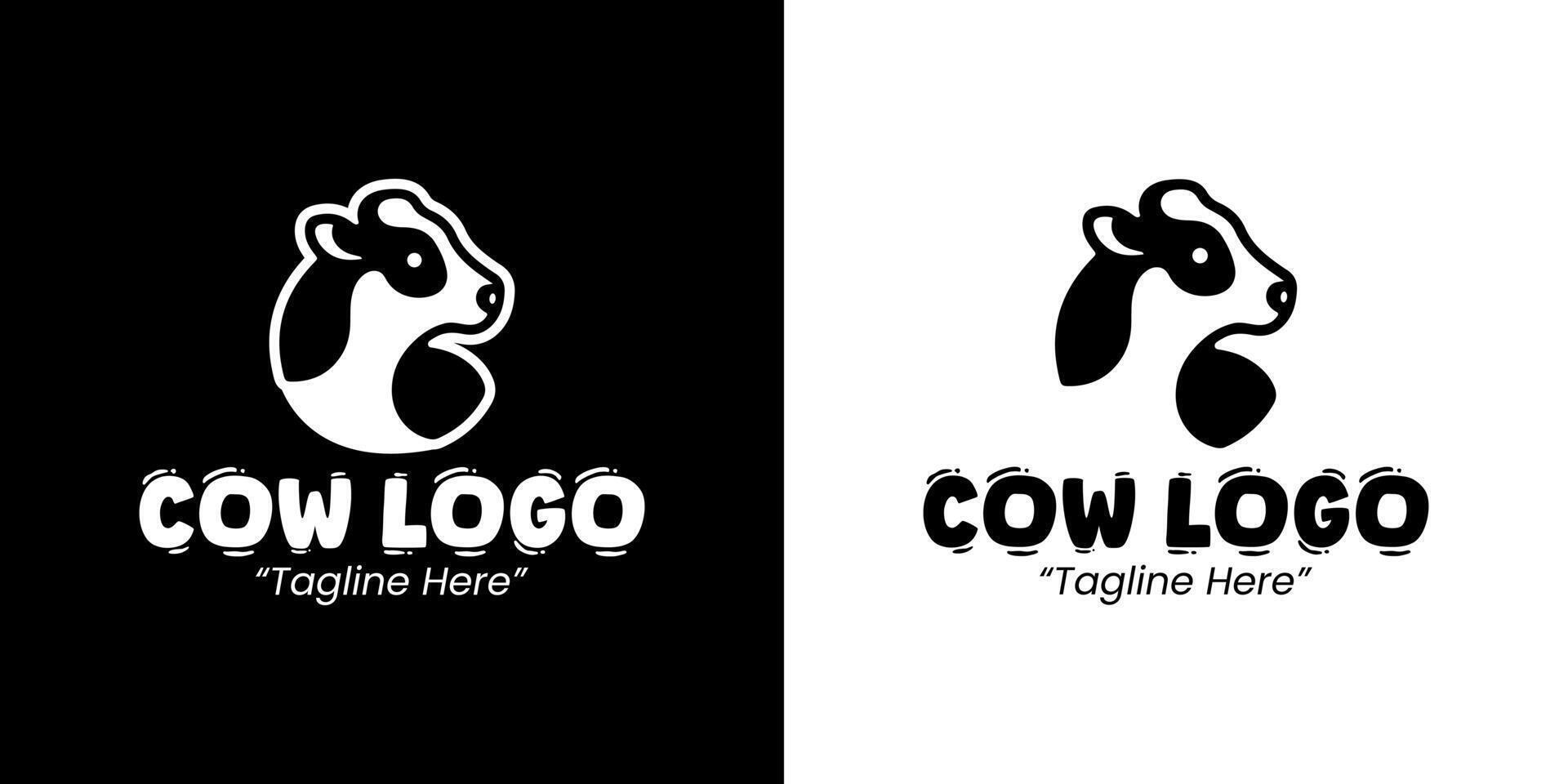 Simple and Elegant Black and White Cow Logo for Branding in the Agriculture Sector vector