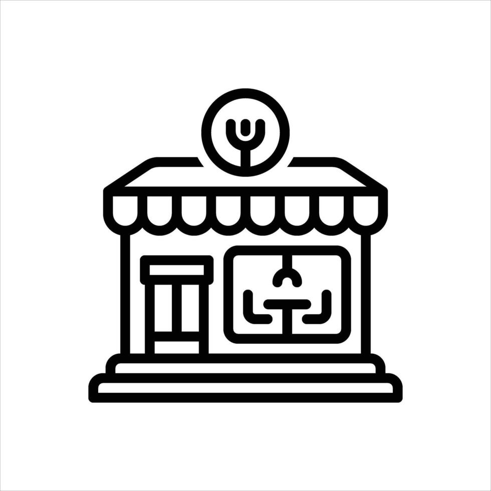 Black line icon restaurant vector