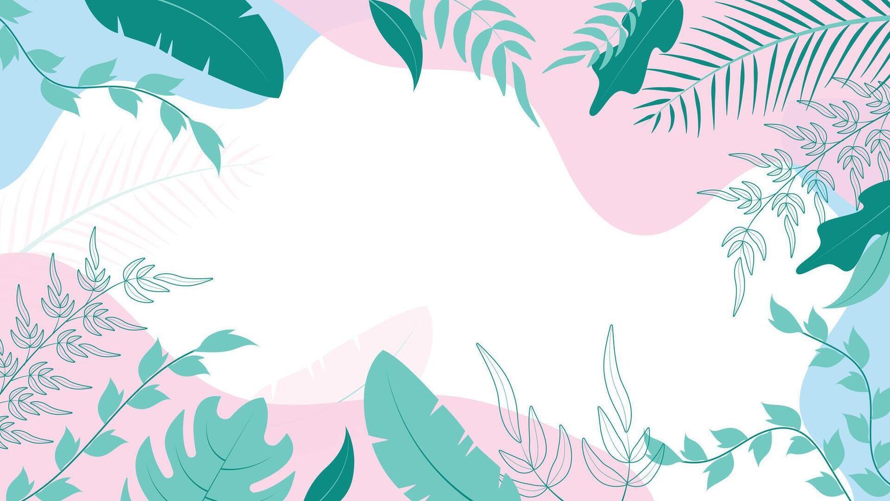 Abstract tropical leaf background with soft pastel tones and white center area perfect for cards posters and creative layout designs vector