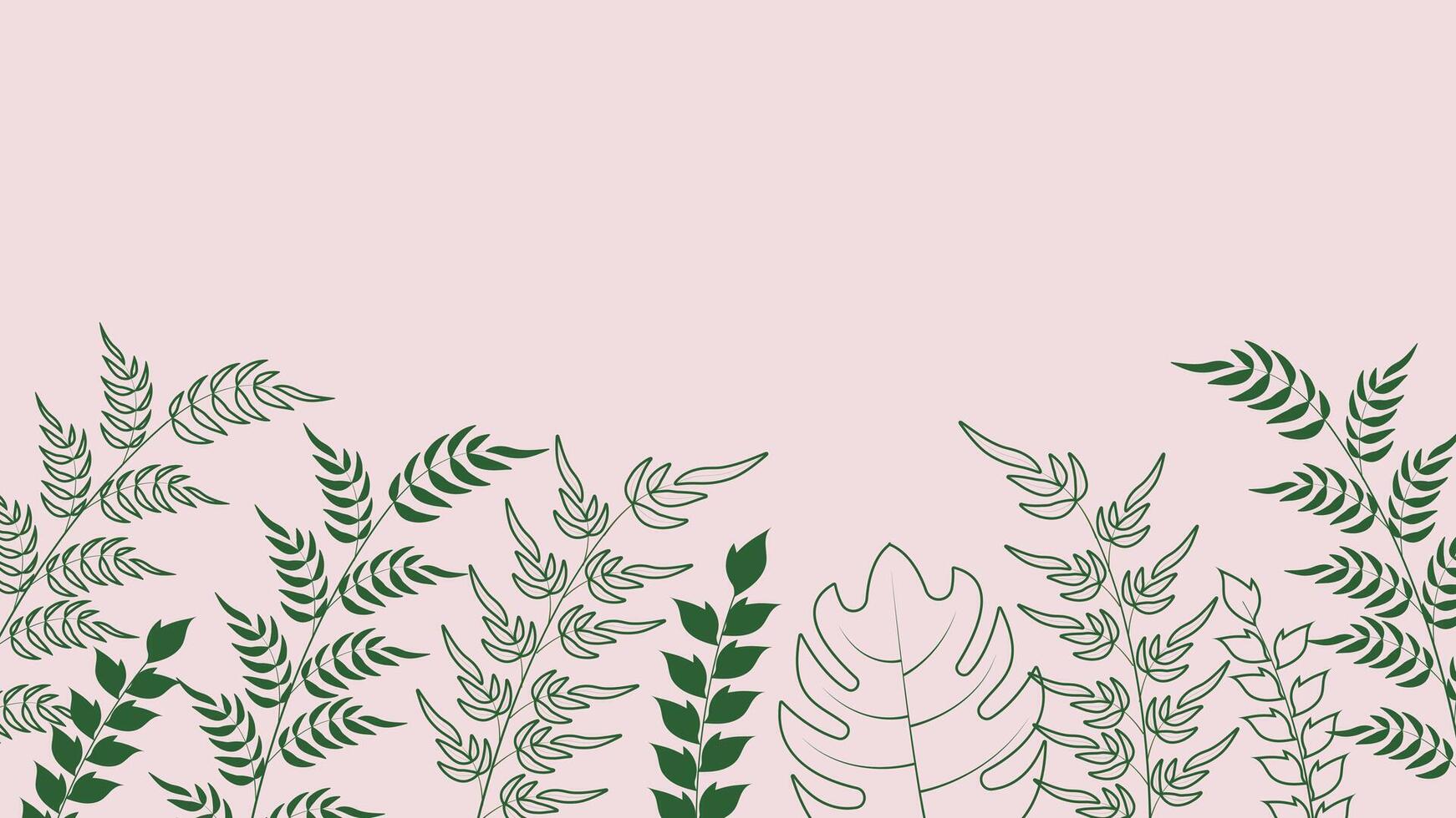 Simple and clean botanical background featuring green leaves on a soft pink backdrop ideal for invitations posters and decorative projects vector