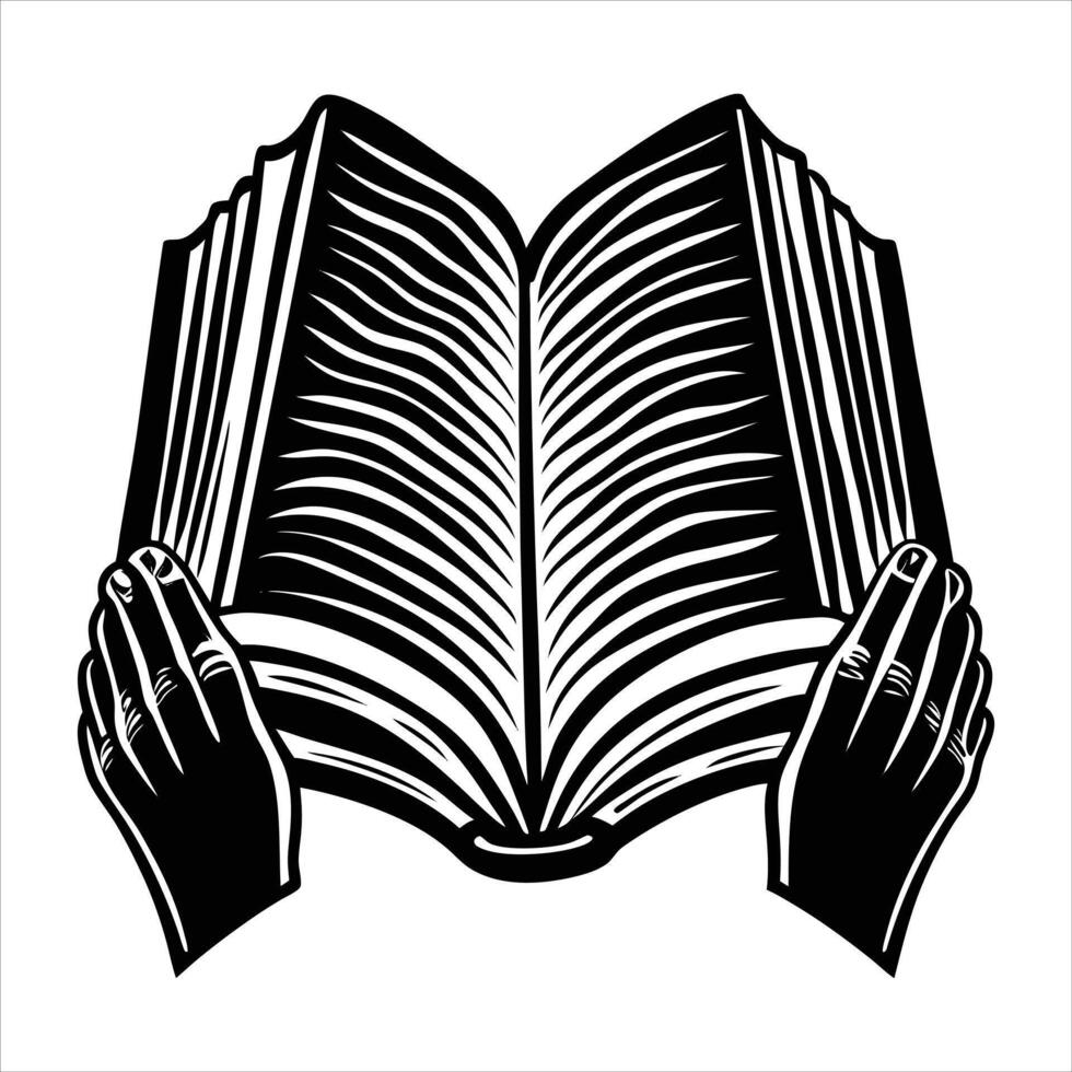 Two hands holding a book vector