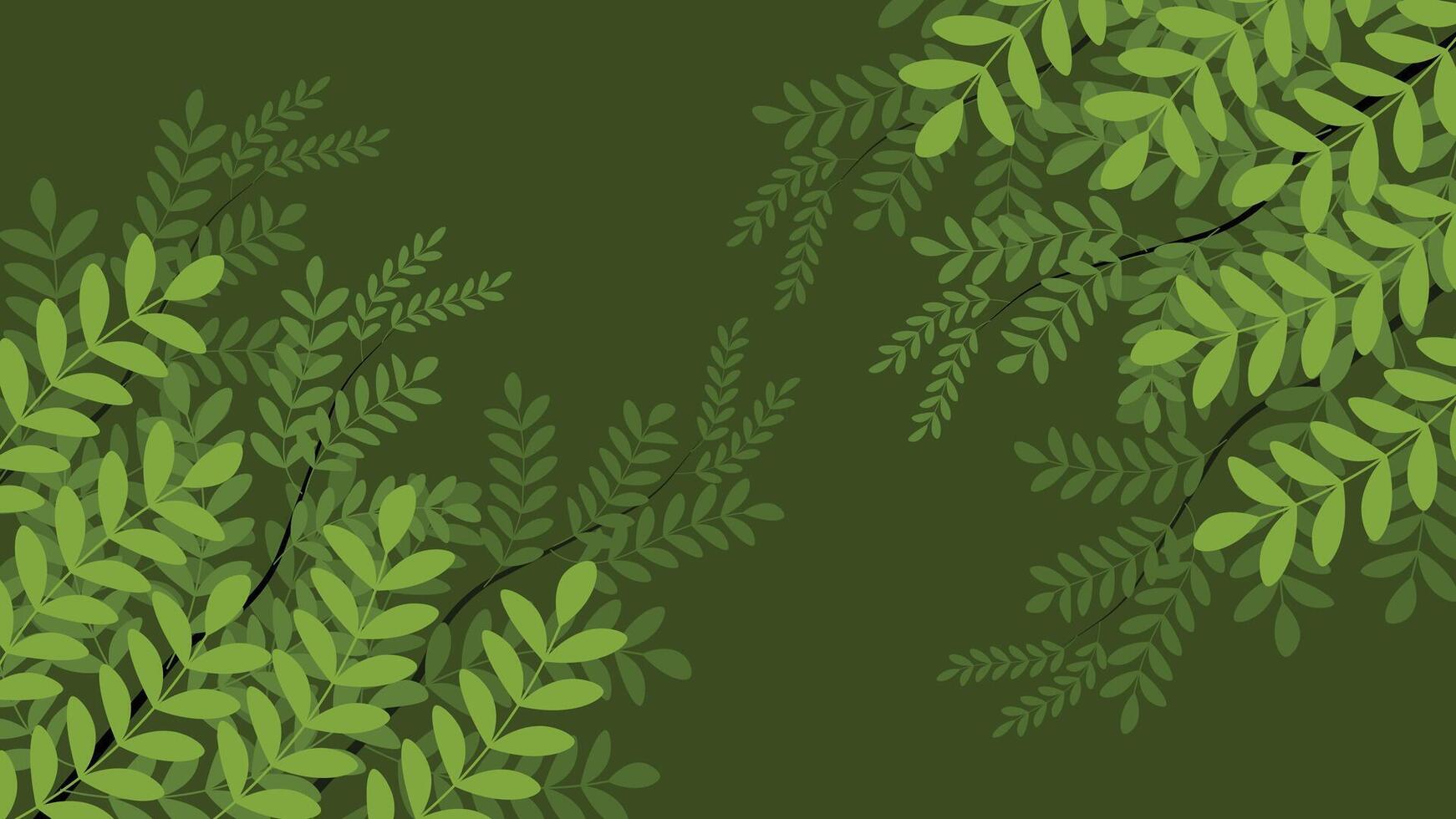 Lush green foliage background with dark branches and layered leaves ideal for nature themes eco posters and organic product packaging vector