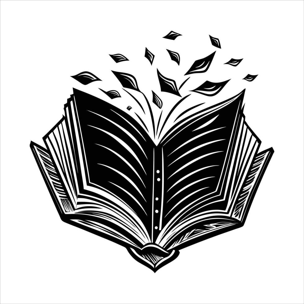 Open book with pages turning vector