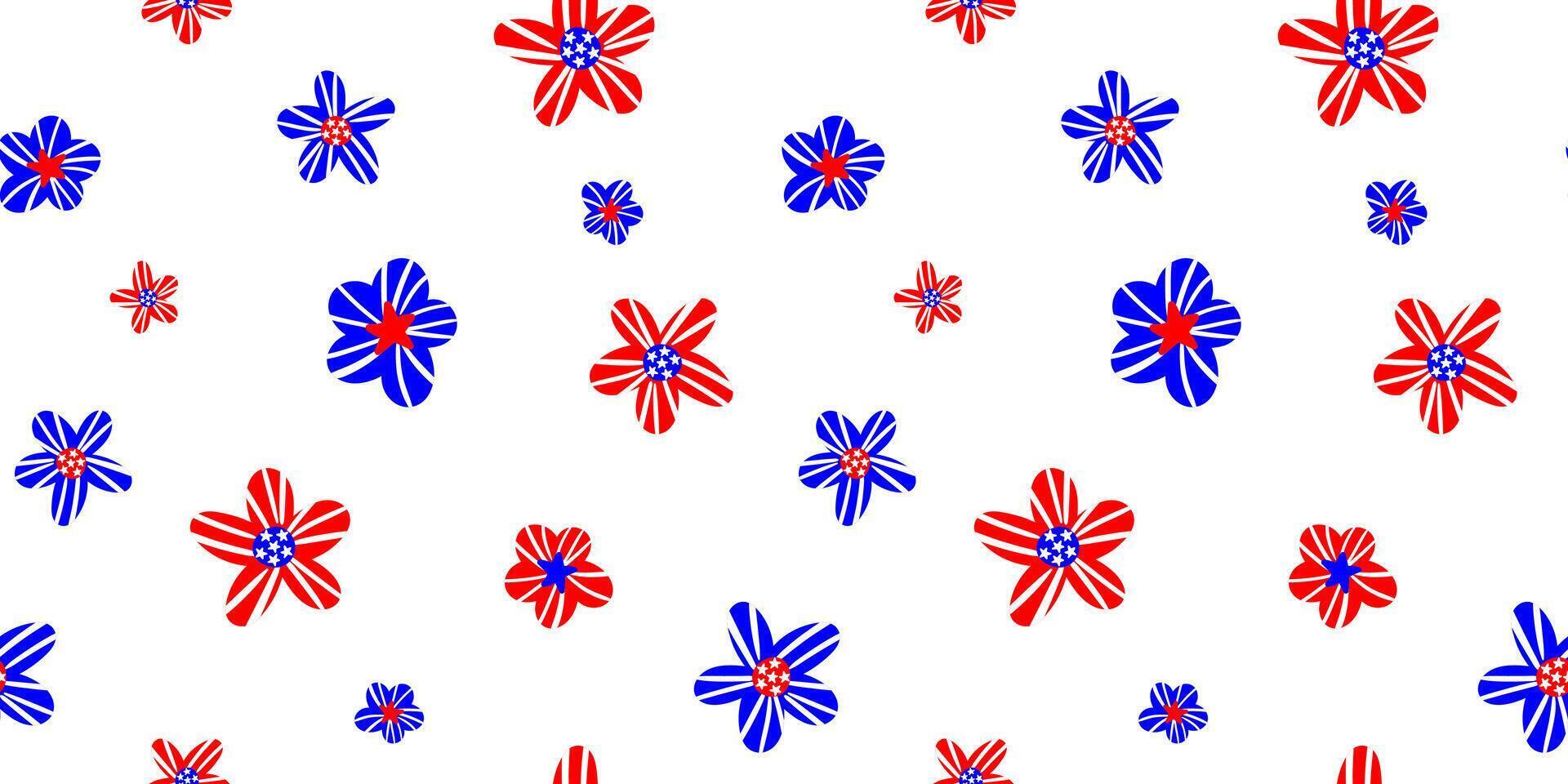 abstract seamless pattern with red white and blue flowers for independence day celebration web design wallpaper vector