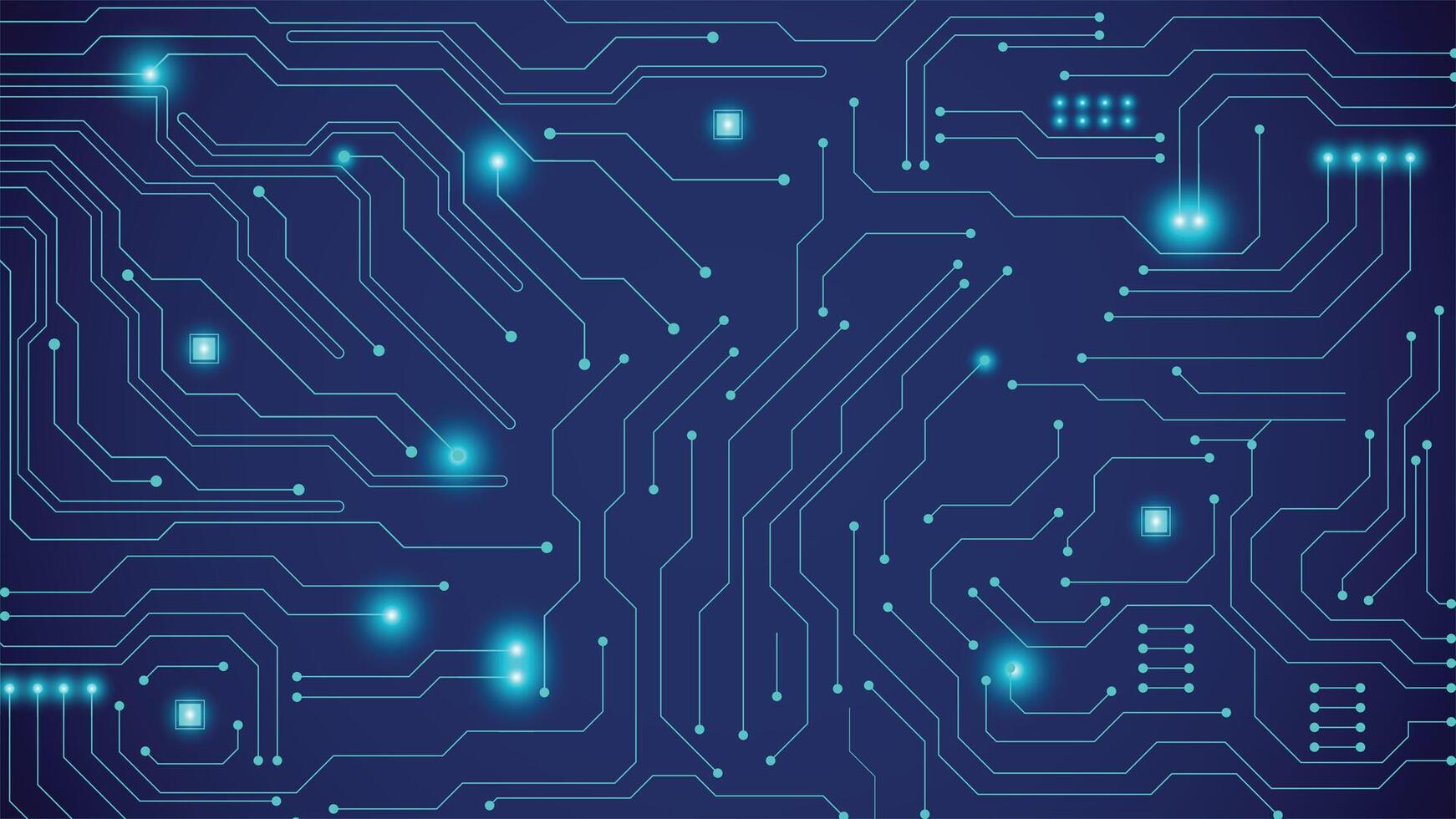 High tech digital circuit board background with glowing blue lines on dark blue gradient perfect for technology themes websites and presentations vector