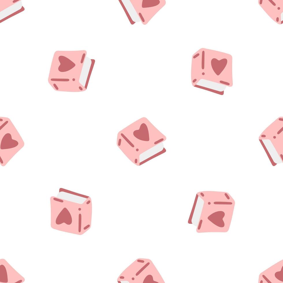 Seamless Pink Book Heart Pattern vector