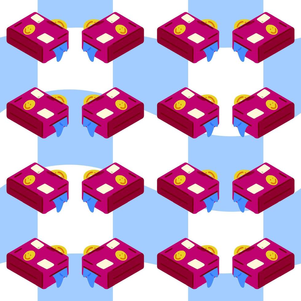 Seamless Cartoon Backpack School Pattern vector