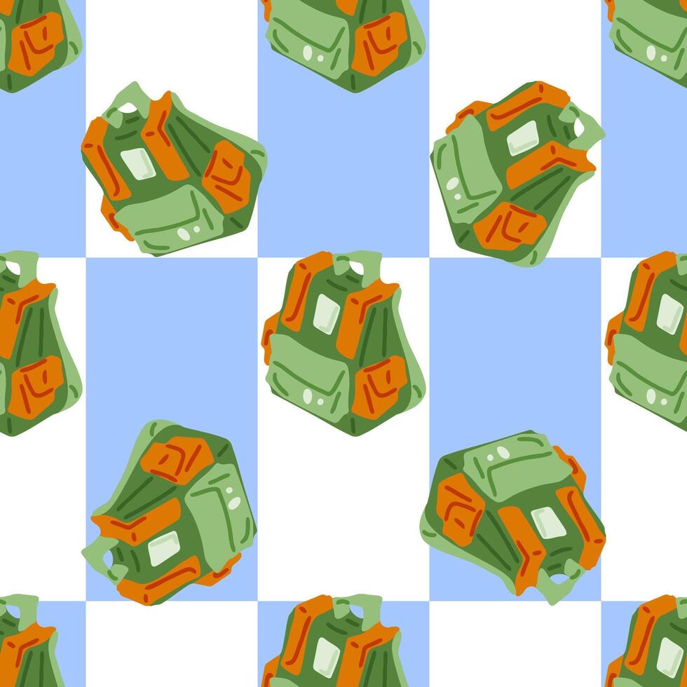 Seamless Hiking Backpack Pattern Design vector