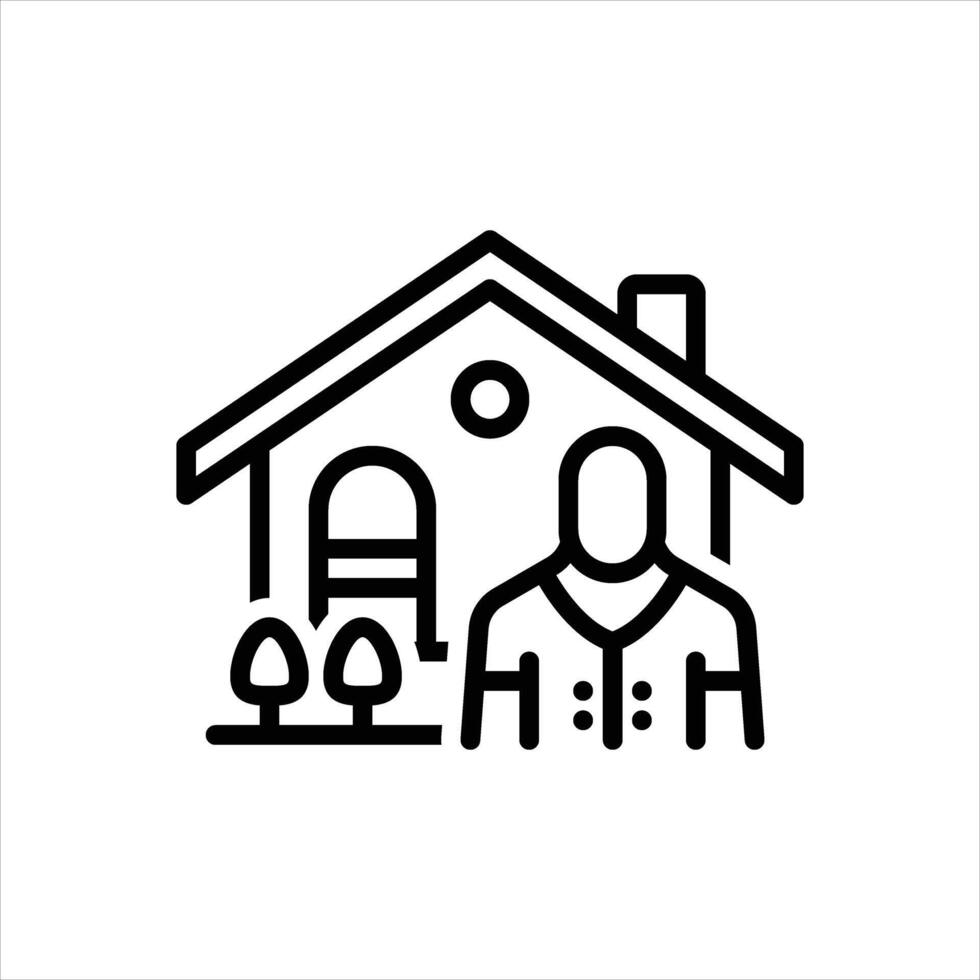 Black line icon broker vector
