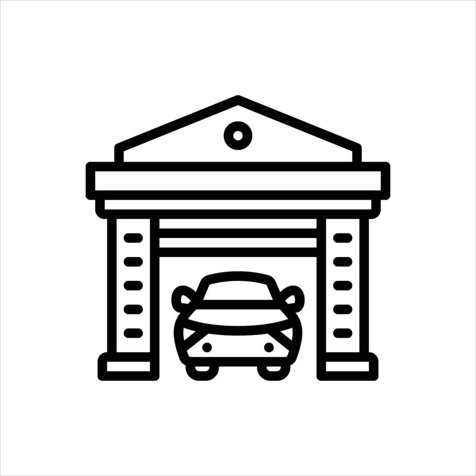 Black line icon car port vector