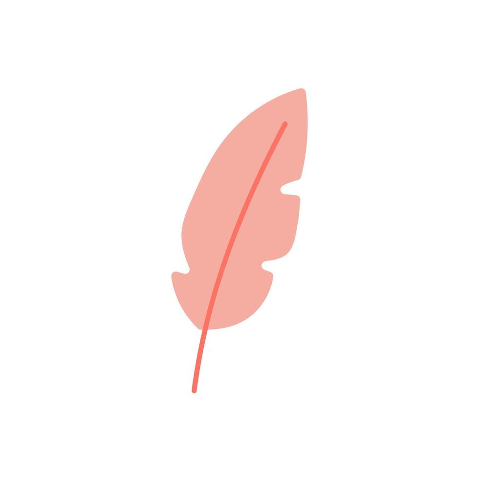 Pink feather icon in minimalist style vector